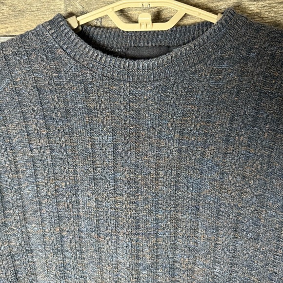 80s Bill Blass Men’s XL Sweater Blue Gray Textured Rib Knit Pullover - Picture 3 of 7